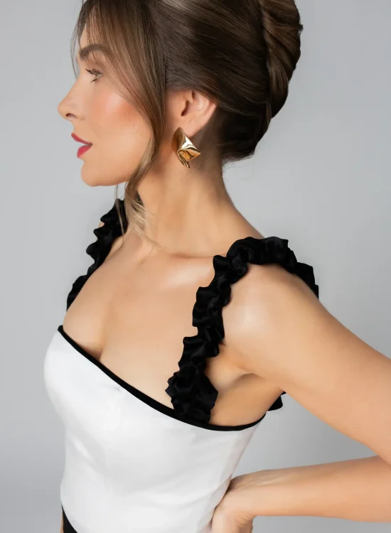 Ramiączka Draped Ruffle Black